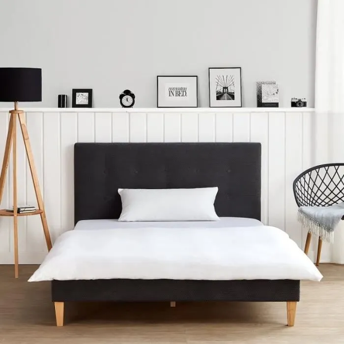 Lit 2 Places - HOMESTYLE4U - 2736 - Anthracite - Bois - 140x200 cm - Classique-1