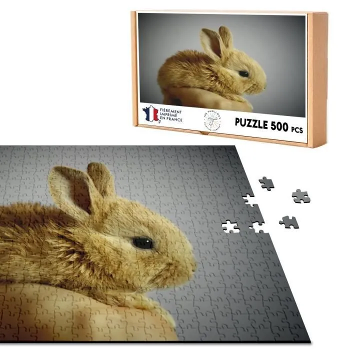 Puzzle Classique 500 pièces - FABULOUS - Lapin Nain Trop Mignon Poilu Beige - Adulte - Intérieur-0