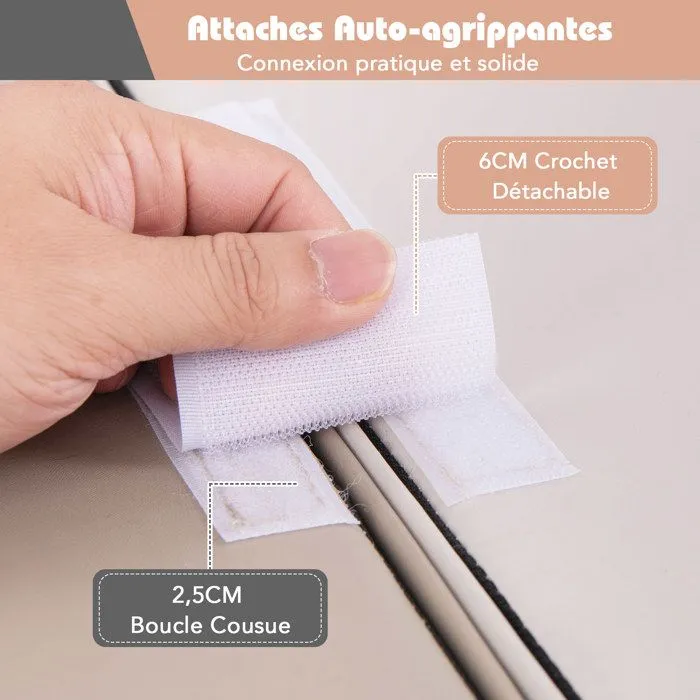 2PCS Module Motricité Bébé en Mousse COSTWAY-Bloc de Construction Housse PU Imperméable & Amovible-Attache Auto-aggrippant-Gris-3