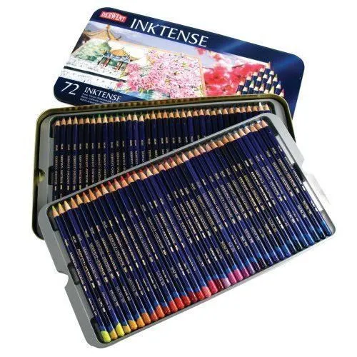 Crayons de couleurs aquarellables - Derwent - Inktense - Set de 72 - Qualité professionnelle - Mixte-0