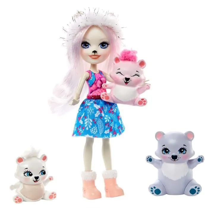 ENCHANTIMALS Vallée Enneigée Poupée Pristina Ours Polaire 15 cm et Glacier-2