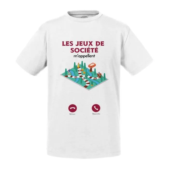 T-shirt Enfant Blanc Les Jeux de Société M'Appellent Loisir Board Games-0