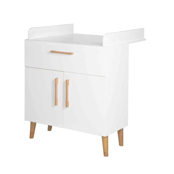ROBA Commode à Langer "Mick" à Plan Amovible - Style Scandinave - Blanc-1