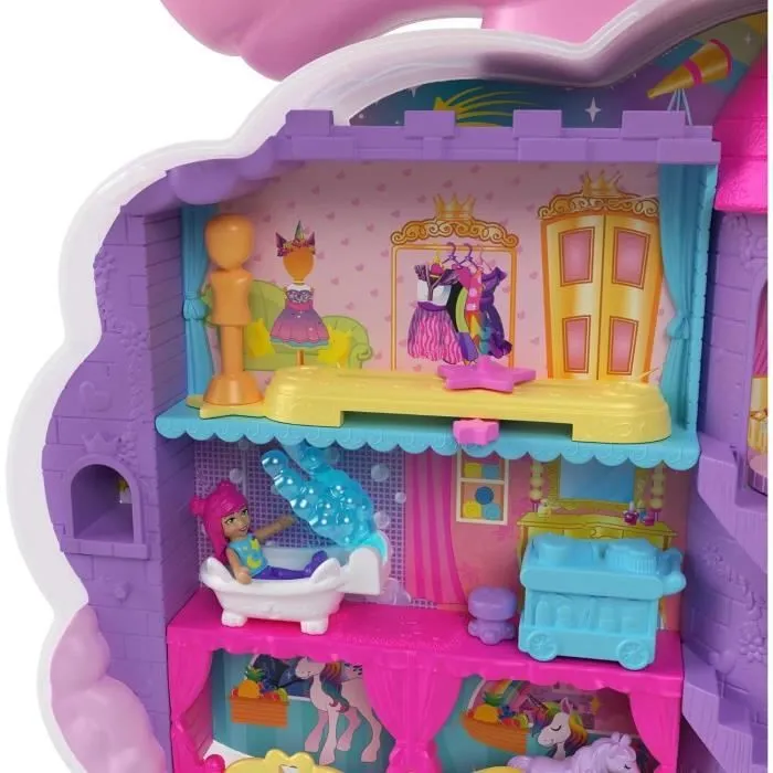 Polly Pocket-Licorne Arc-en-ciel-Coffret 2 poupées et tête à coiffer HYD97-3