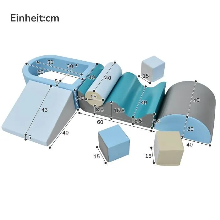 Modules de Motricité en Mousse souple -9 TLG Briques géantes multicolores pour se défouler & grimper en âge préscolaire & bébés-3