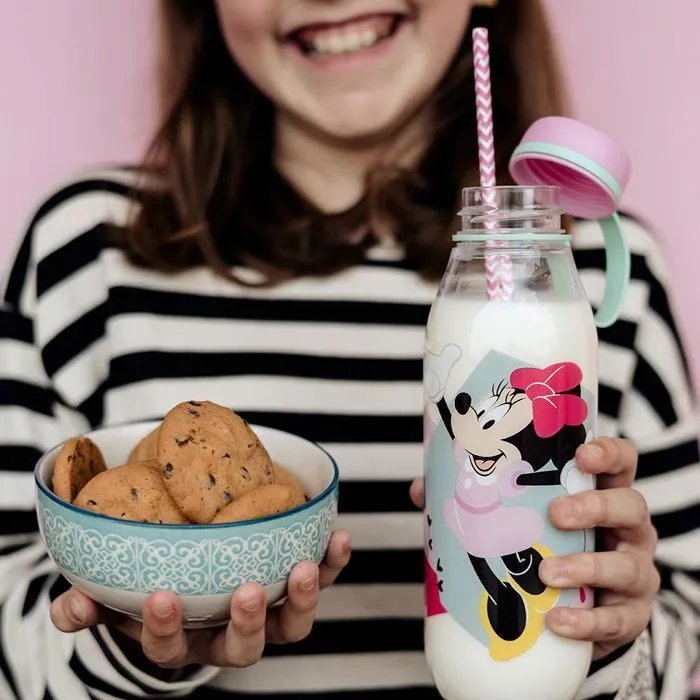 Tataway Gourde transparente Disney Ecozen pour fille en tritan Minnie 460 ml avec bouchon et anse en silicone-1