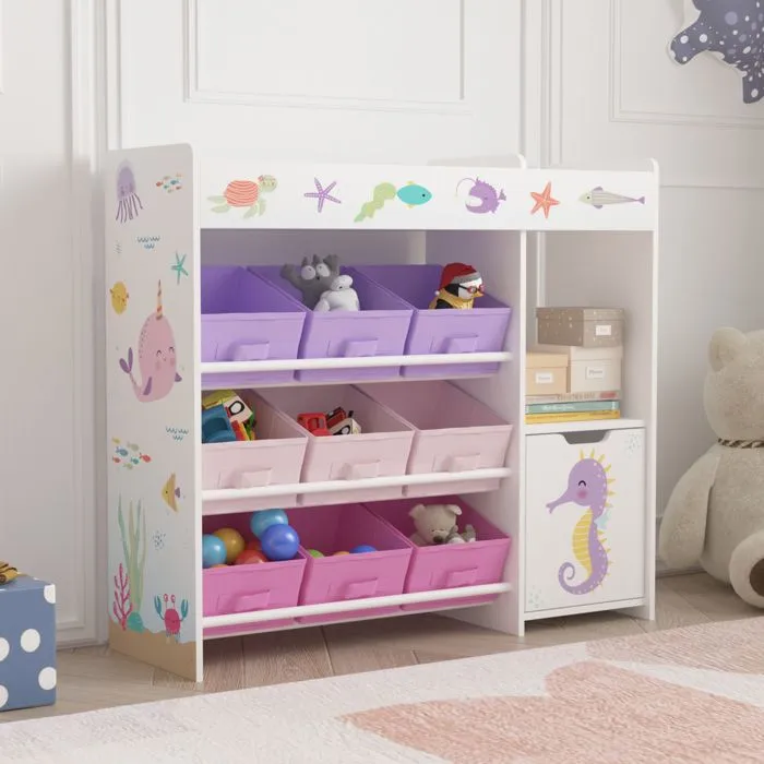 Étagère enfant Søndreland à motif océan 80 x 90 x 30 cm fuchsia violet rose-0
