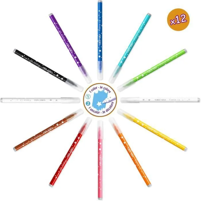 BIC Kids Mallette de Coloriage - 24 Crayons de Couleurs/24 Feutres/16 Craies et 36 Stickers à Colorier-4