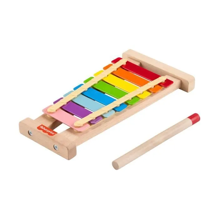 Fisher-Price-Xylophone en bois, instrument de musique avec 2 pièces HXV13-2