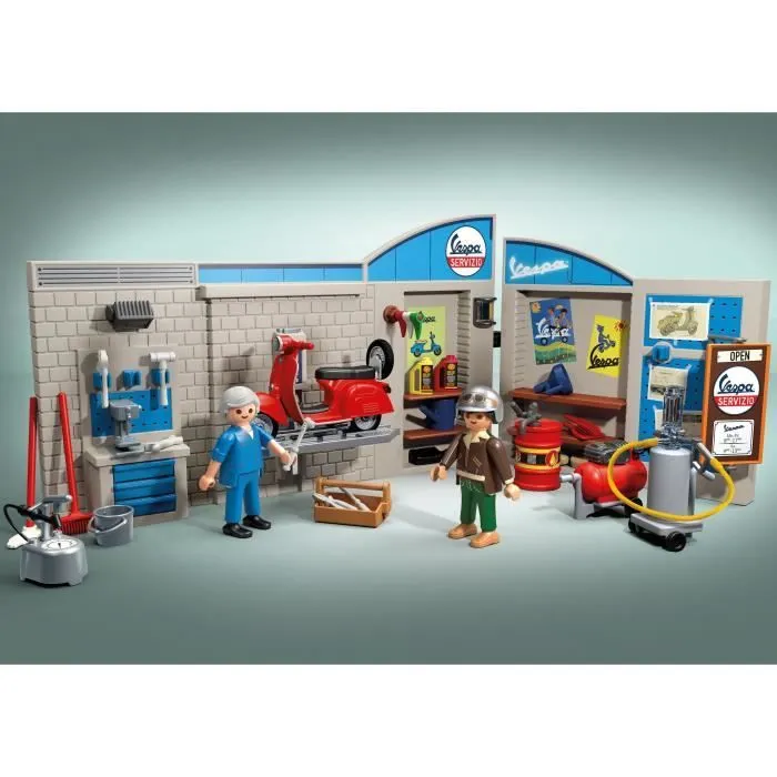 PLAYMOBIL 71620 Vespa Garage, Style rétro, années 60, 88 pièces, Adulte, Classic cars-1