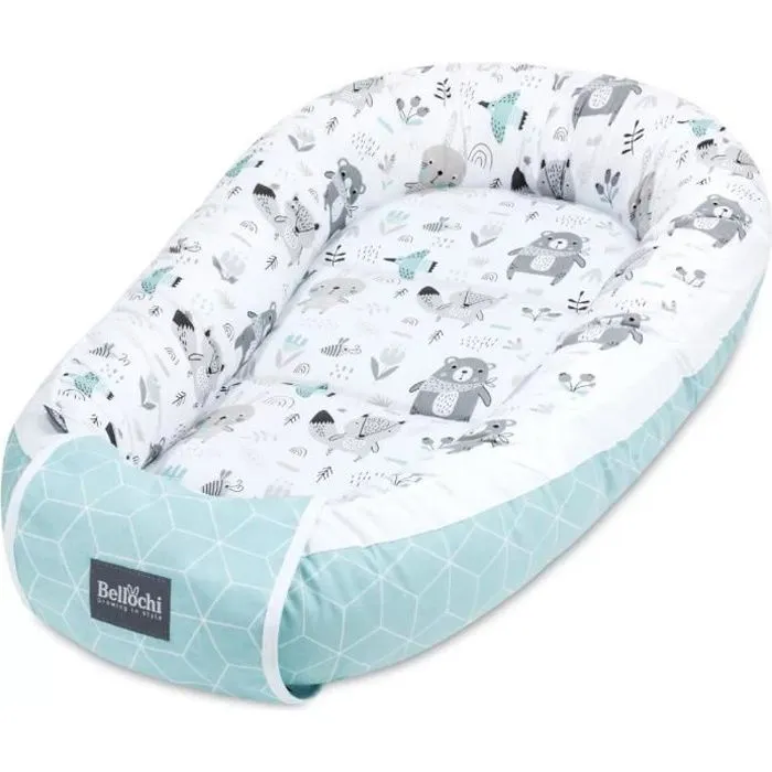 Bellochi Reducteur de Lit Bebe Cale Bebe pour Lit Cocon Bebe - 100% Coton 90 x 60cm - Nid de Bebe Baby Nest - Animaland-0