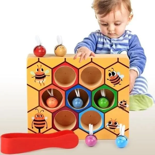 Ruche d'abeilles à associer pince classement couleurs jeu montessori-1
