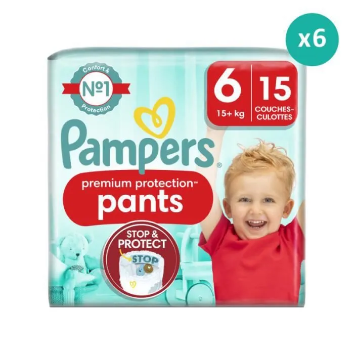 Couches-Culottes Premium Protection Taille 6 - Pampers - Pack de 15-0