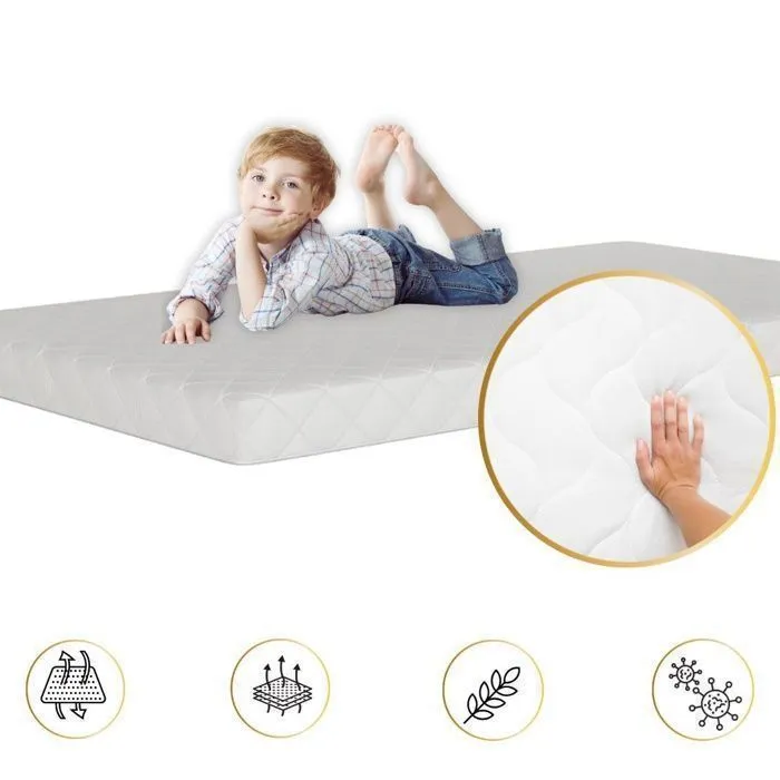 Matelas pour enfant en mousse - coco ALOE VERA 190x90x10 cm - CERTIFIÉ-2