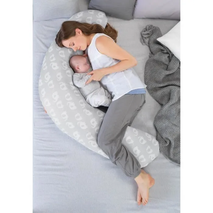 THERALINE Coussin d'allaitement et de maternité 170x34cm Le confort Eléphants gris-3