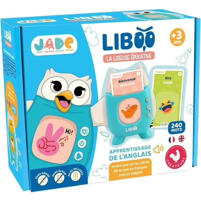 Liseuse Liboo - JADE - Français - Anglais - 240 Mots - Jeu Educatif - Piles Incluses - Vocabulaire - Apprentissage - Design Français-1