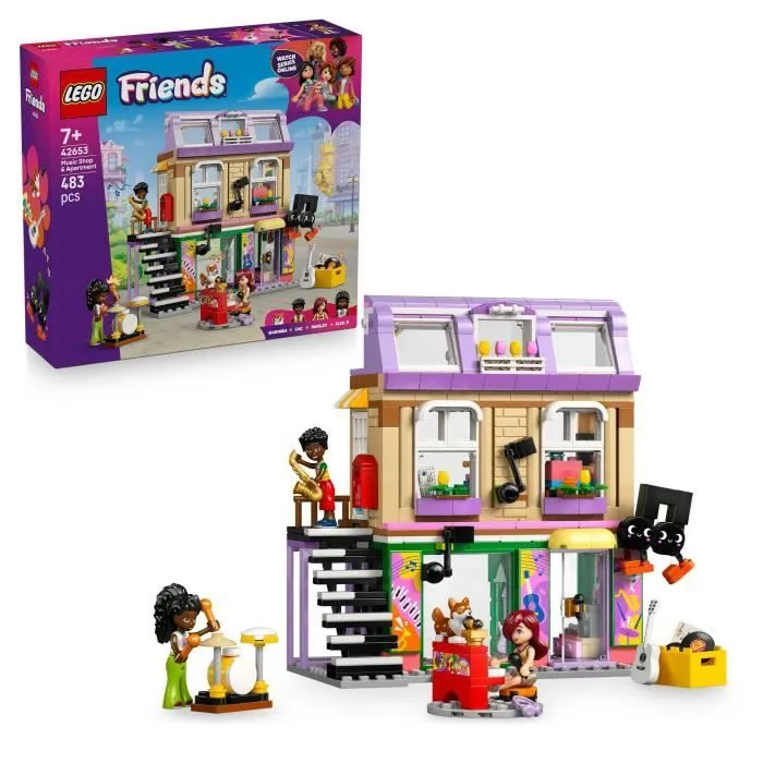 LEGO Friends 42653 Le Magasin de Musique et l’Appartement - Jeu pour Fille dès 7 Ans-0