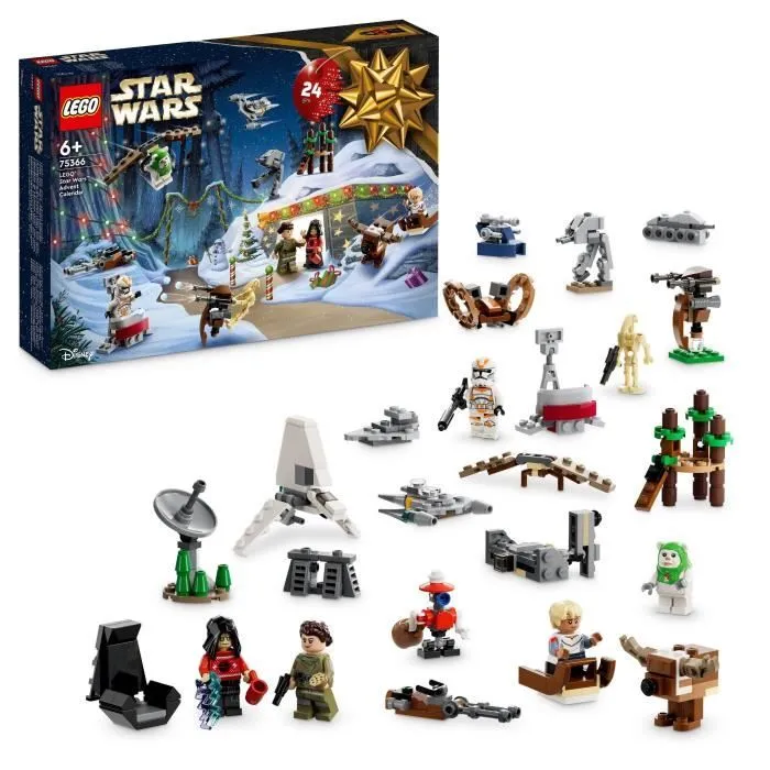Calendrier de l'Avent LEGO® Star Wars 75366 - 24 Cadeaux de Noël dont 9 Personnages et 10 Jouets de Véhicules-0