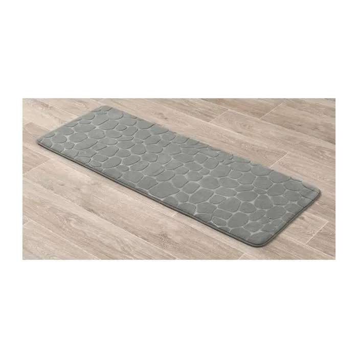 TENDANCE - Grand Tapis de salle de bain Vert kaki en Microfibre à mémoire de forme 45 x 120 cm-1