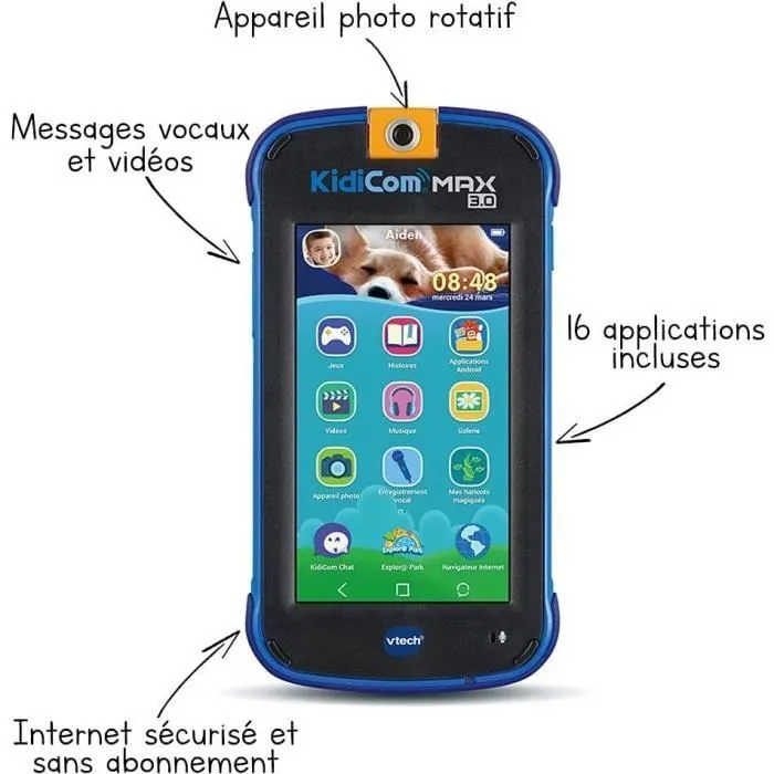 VTECH - Kidicom Max 3.0 - Portable enfant performant - 16 applications/jeux - 8 Go - Bleu-2