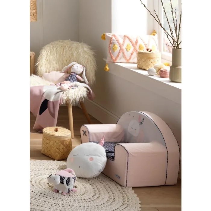 Fauteuil Club bébé - Sauthon - Miss Fleur de Lune - Rose poudré - Déhoussable et lavable - 41x42x50-2