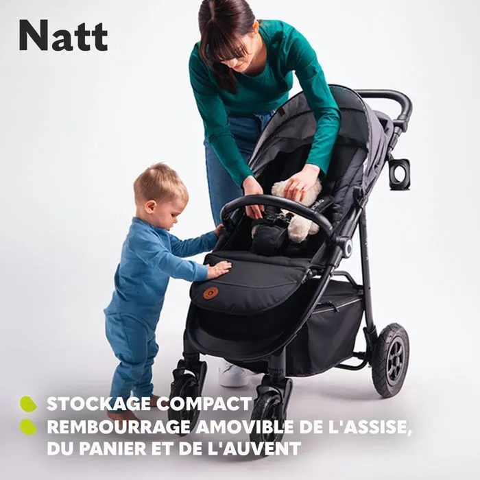 Poussette tout terrain LIONELO Natt - Grandes roues gonflables - Légère & pliable - Jusqu'à 22 kg - Vert-2