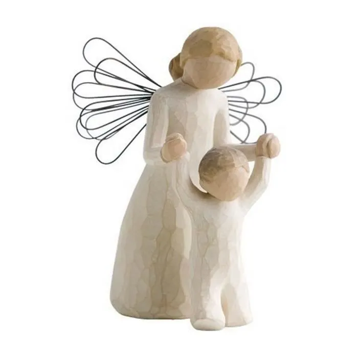 Figurine en résine Ange gardien - ENESCO - Willow Tree - Effet bois taillé - Peint à la main - Intérieur-0