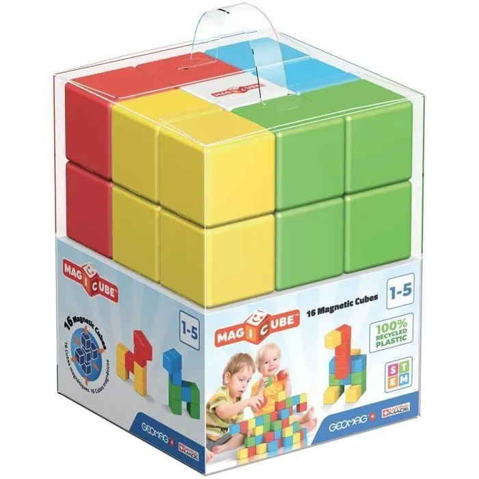 Jeu de construction Magicube Green Line junior - GEOMAG - 16 pièces - Enfant - Matériaux de haute qualité-0