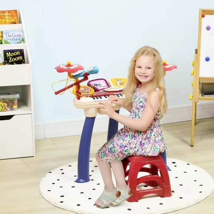 AIYAPLAY Piano enfant, clavier électronique batterie 2 en 1, 32 touches multifonctions imitation instrument musique, multicolore-2