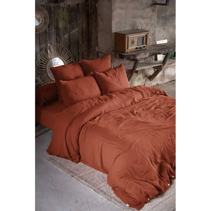 Housse de couette "Gaïa" toutes dimensions "Gaze de Coton" - Gaïa Terracotta - Housse de couette 260 x 240 cm-3