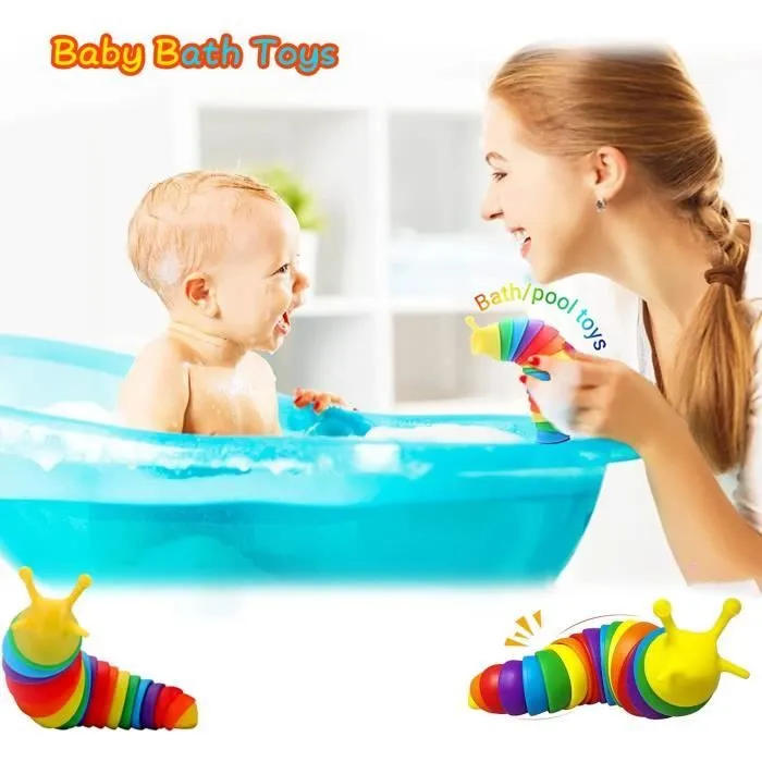Jouet sensoriel à limaces articulé - Jouet Fidget - Anti-stress pour enfant et adulte - Vert-2