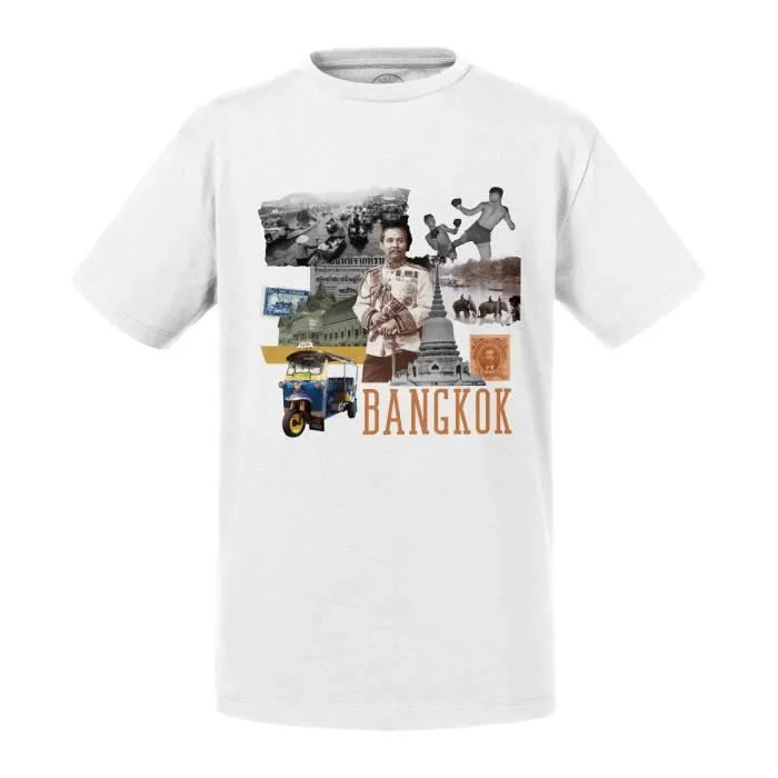 T-shirt Enfant Blanc Bangkok Vintage Voyage Thaïlande Carte Postale-0