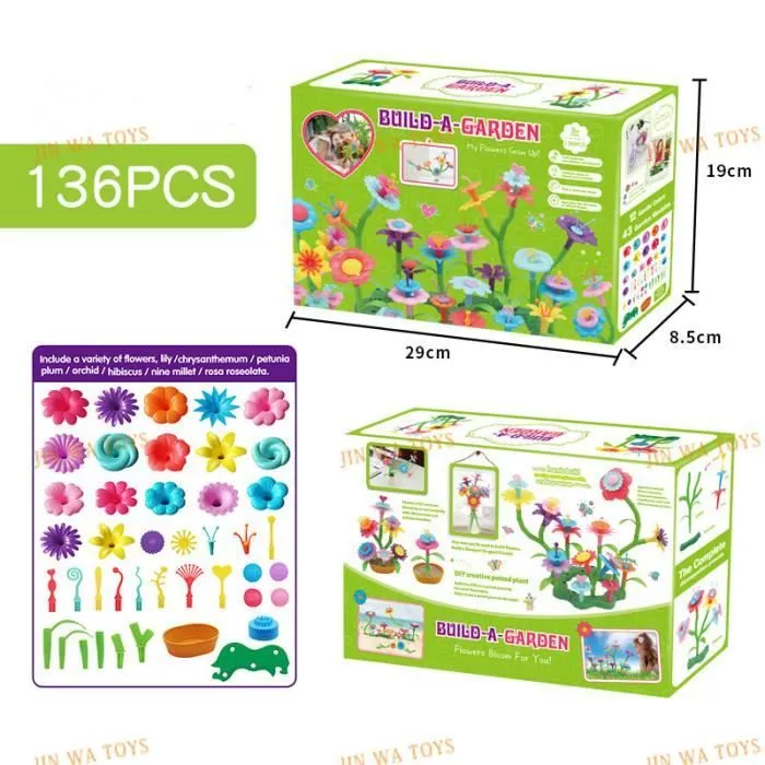 NetBoat Jouets De Construction De Jardin De Fleurs Pour Filles 136pcs, DIY Creatifs Et Ensembles De Bouquets De Bricolage ,3-6 Ans-3