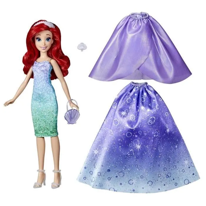 Poupée Ariel - Disney Princesses - 10 combinaisons de tenues - Jouet pour enfants dès 3 ans-1