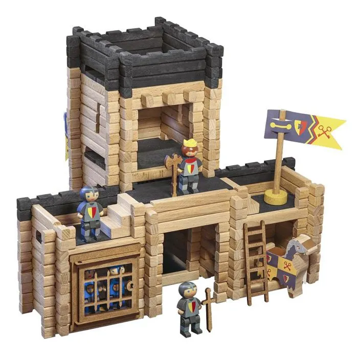 Jeu de construction - Jeujura - 8028 - Château fort - Catapulte - 270 pièces en bois-3