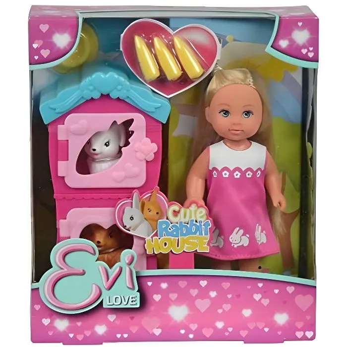 Jouet - SIMBA - Ensemble de Poupée - Evi Love - Maison de Lapin - Rose - A partir de 3 ans-0