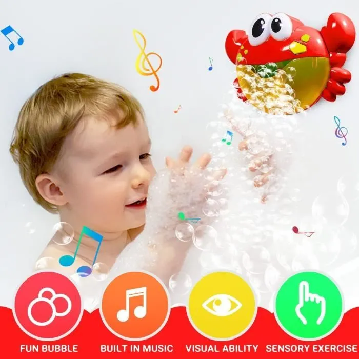 Jouets de bain pour bébé,Machine à bulles de crabe avec musique, jouets de bain pour tout-petits,garçons, filles, souffleur à bulles-1