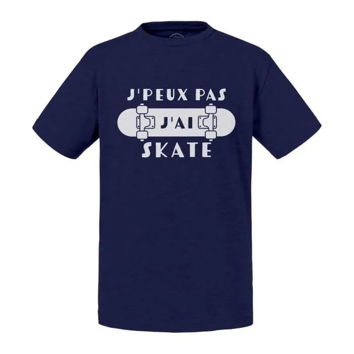 T-shirt Enfant Bleu J'Peux Pas J'ai Skate Skateboard Half Pipe-0