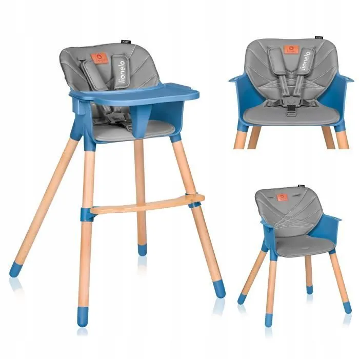 LIONELO Koen - Chaise haute évolutive bébé - 2en1 - Plateau amovible - Harnais à 5 points - Dès 6 mois jusqu'à 5 ans - Bleu-0