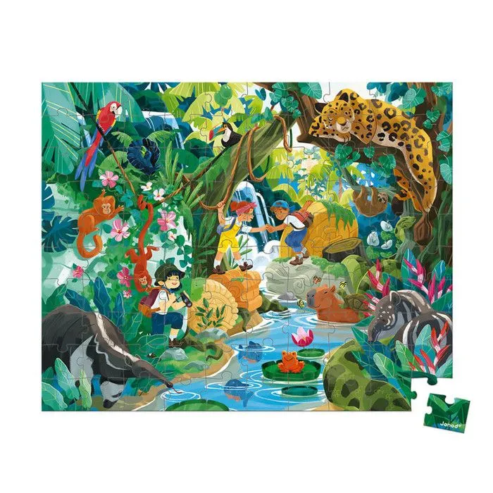 Puzzle 100 pièces Janod - Découverte d'un temple Incas - Mixte - Vert - Dessins animés et BD - Enfant-0