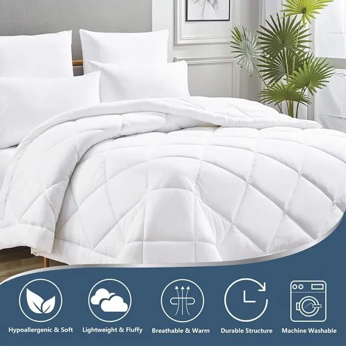 Couette en Microfibre 240X260 - WAVVE - Édredon Chaude - Blanc - Synthétique-1