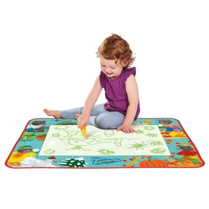 Tapis Aquadoodle - Petit Ours Brun - Dessin - 4 Saisons - Stylo à eau - Pinceau - Bac à eau-1