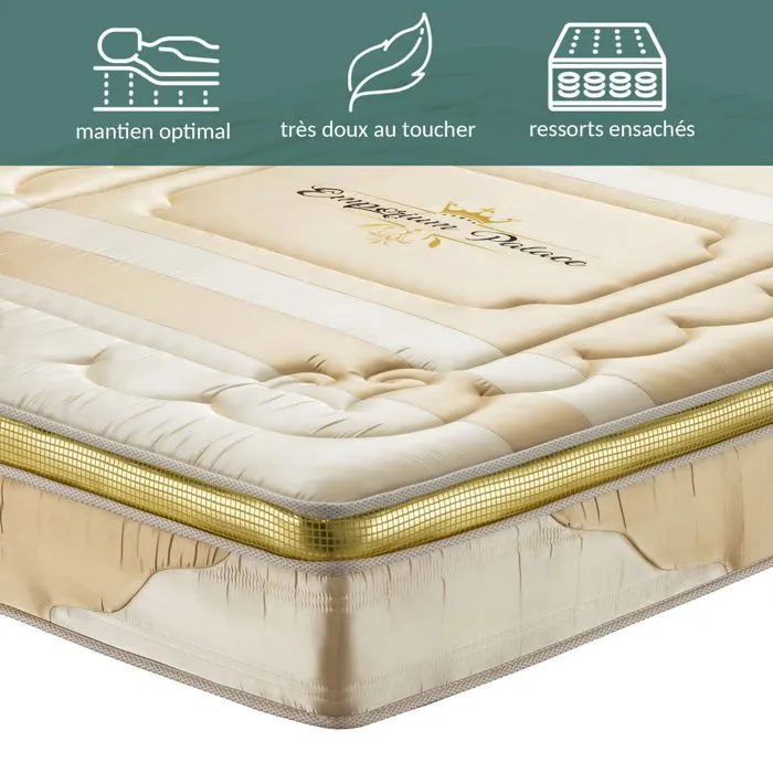 Matelas Benidorm Palace Small 90x190 by Sampur | Épaisseur 26cm - Mémoire de Forme - Ressorts Ensachés - Latex - Confort, Longévité-3