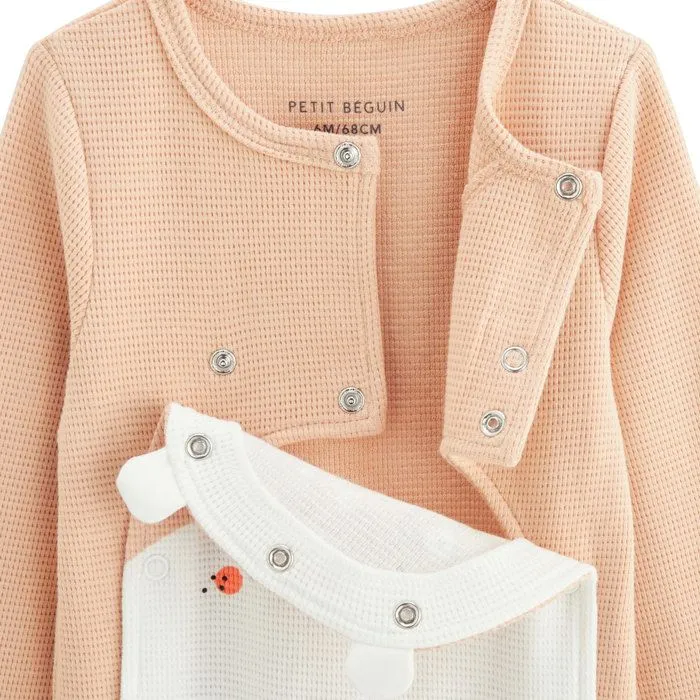 Pyjama bébé - Miss Plume - Nid d'abeille - Ouverture pont - Ecru - Mixte-3