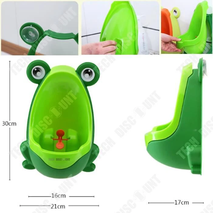 TD® Urinoir bébé garçon Entraîneur toilettes propreté grandir apprentissage autonomie forme bande dessinée verte grenouille amusant-1