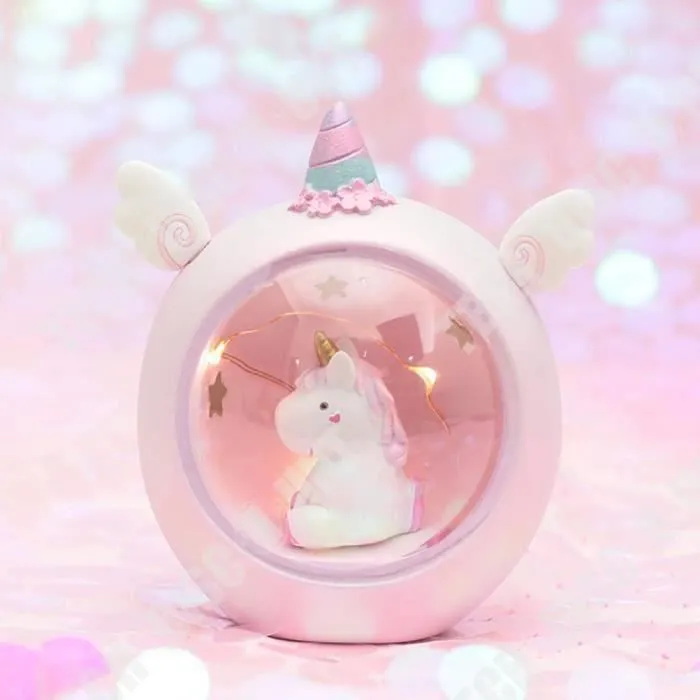 TD® Veilleuse , Lampe de crèche de bébé de Dessin animé de résine de Licorne de Lune pour Les Enfants Cadeaux Jouets Fille Enfant-2