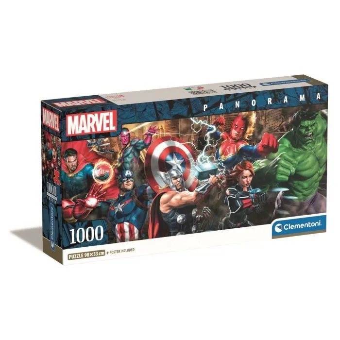 Puzzle Panorama 1000 pièces - CLEMENTONI - MARVEL - Poster inclus - Multicolore - Pour adultes-0