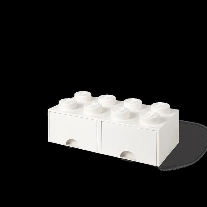 Boîte de rangement - LEGO - Brick 8 - 2 tiroirs - Empilable - Blanc-0