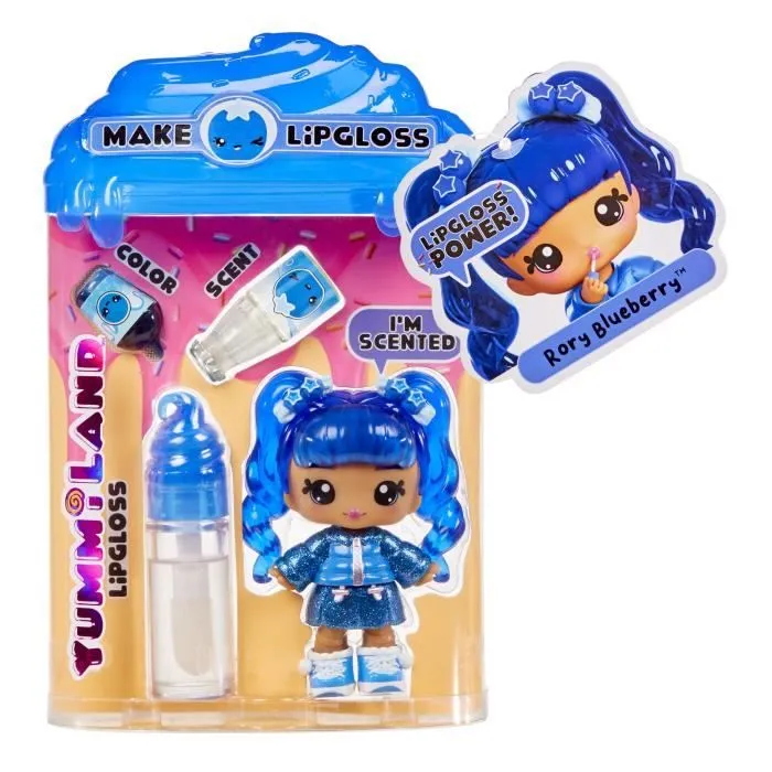 Yummiland - 1 poupée 10 cm et un gloss pailleté à créer - Rory - Goût Myrtille - Dès 4ans-3