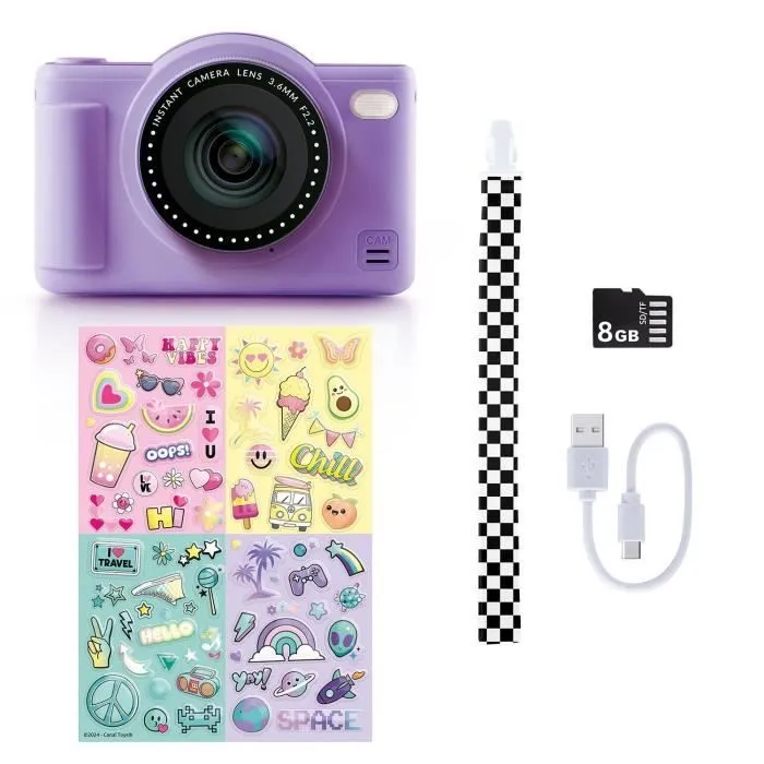 Canal Toys - Photo Creator -Appareil Photo Numérique Pop Couleur Violet- Avec carte SD 8Go incluse - CLK 041-1